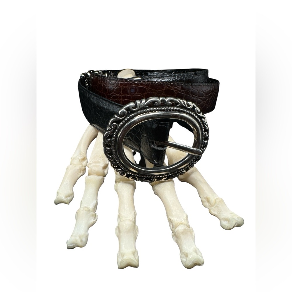 Vintage Southwest Concho Textured Two Tone Ombre Reptile Leather Belt SM